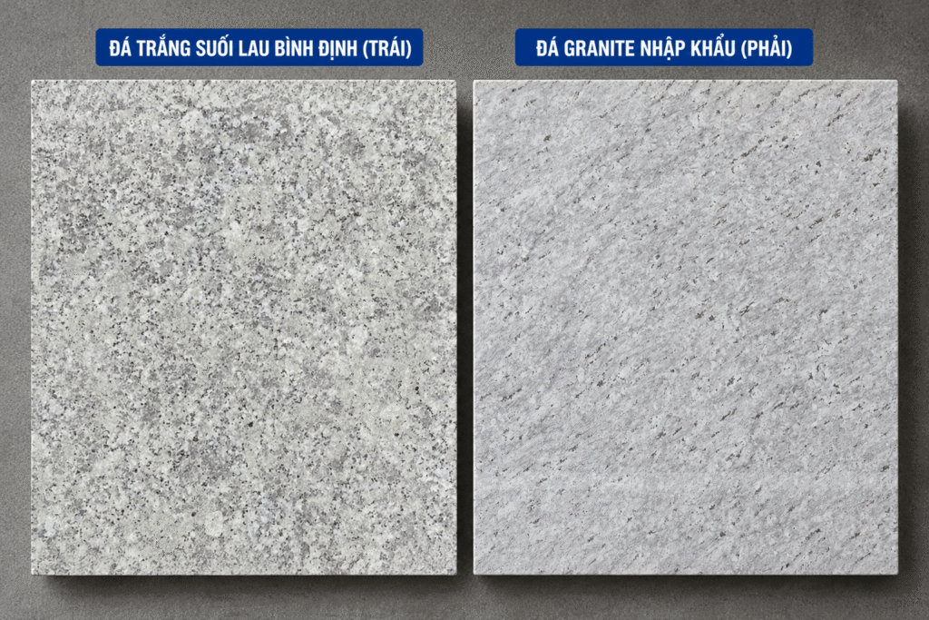 So sánh đá granite trắng Suối Lau Bình Định và đá granite nhập khẩu